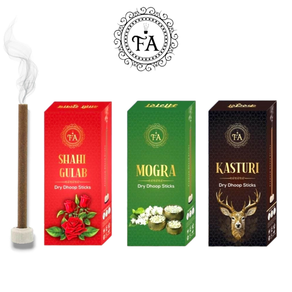 Aromatic Dhoop Trio - Pack of 3 (Shahi Gulab, Mogra, Kasturi)